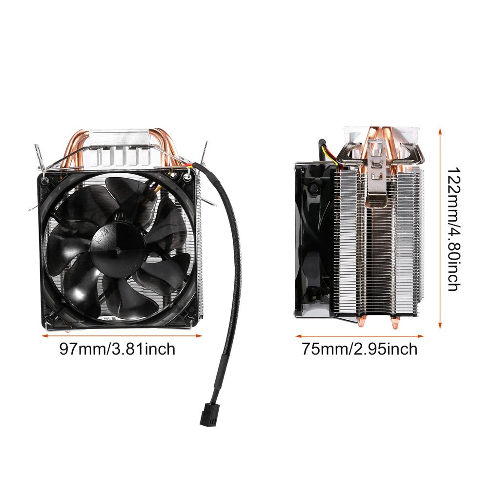 Chassis Radiator CPU Cooler Hydraulic Mute Silent Fan Thickened Aluminum Heat Sink Fireproof Wire for Computer Black F2