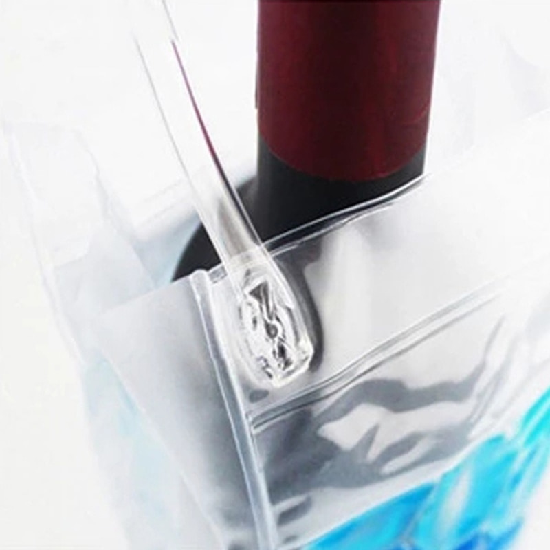 PVC Leakproof Ice Bag ECO Friendly Transparent Ice Pack Portable Ice Bucket Wine Bottle Chiller with Carry Handle Ice-Cold Tools