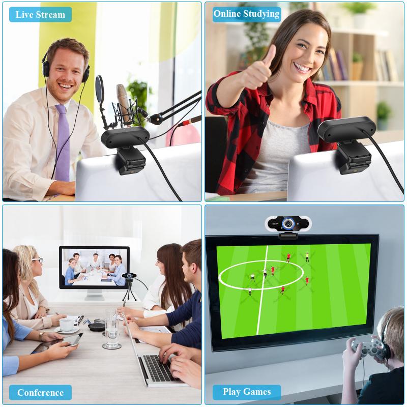 Webcam HD 1080P avec Microphone, caméra USB, éclairage annulaire LED, pour vidéo Live, ordinateur portable, TSLM1