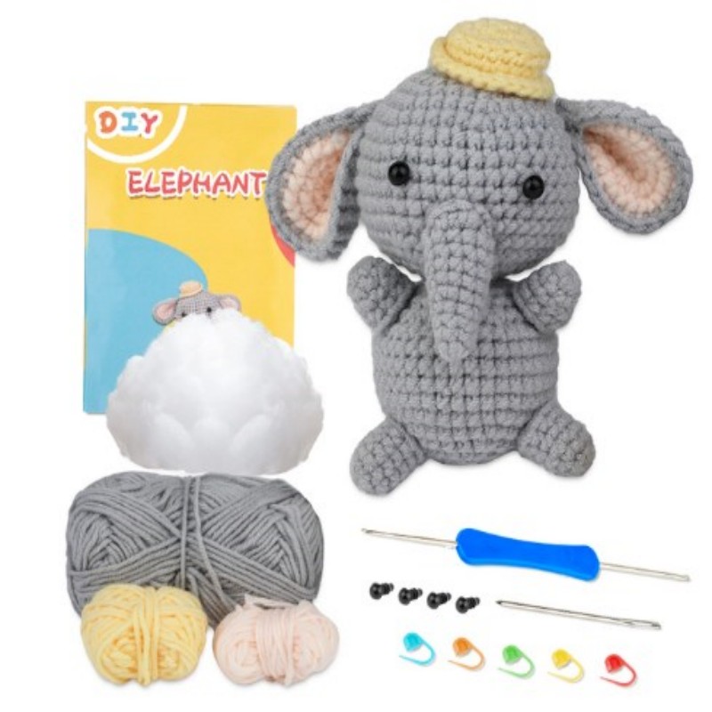 Kraball kit de animais de crochê para iniciantes com tutorial de vídeo, fio de tricô de algodão, agulhas, gancho, conjunto de ferramentas de malha, artesanato diy: Violeta