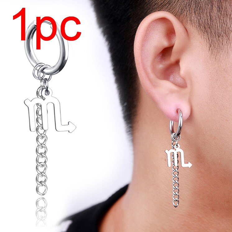 Pendientes de acero inoxidable con forma de constelación para hombre, joyería para Piercing, Aries, Leo, novedad: Scorpio