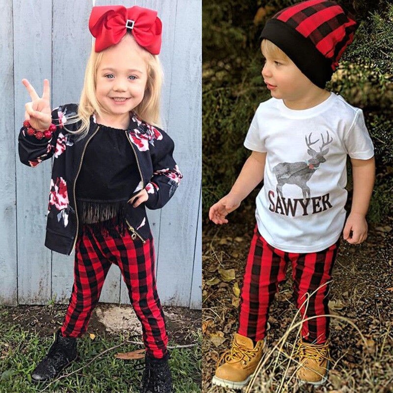 Baby pojke flicka unisex jul röda rutiga byxor 0-3y nyfödda spädbarn småbarn vår höst festival casual bomullsbyxor