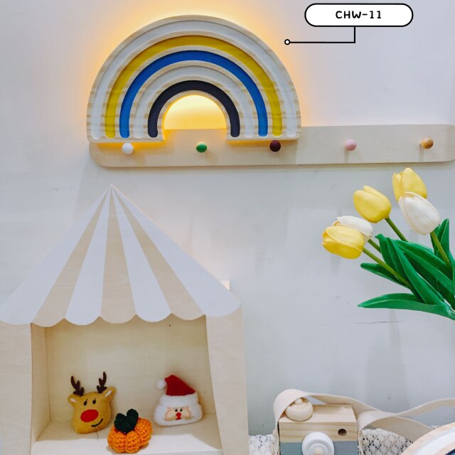 Nordic Style Handmade Painted LED Rainbow Building Blocks Rainbow Night Light Wall Hanging Rainbow Lamp Kid's Room Decor Props: 11