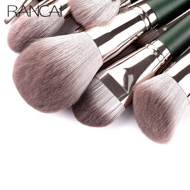 Rancai 14 stuks make-up kwastenset crochas maquillaje green large losse poeder hoogglans oogschaduw foundation contour synthetihair