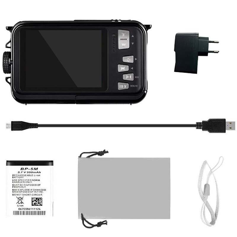 Vanntett kamera  hd 1080p for snorkling 24.0 mp undervannskamera 2.7 tommers tft-lcd dual sn vanntett digitalkamera (