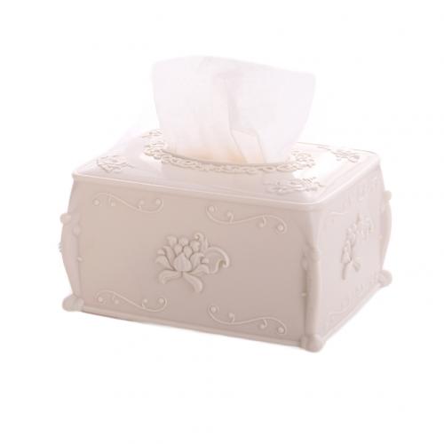 Plastic Tissue Box Case Holder Flower Shape Tissue Storage Cases Tissue Boxes Tissue Case Box Container Table Decoration: Beige