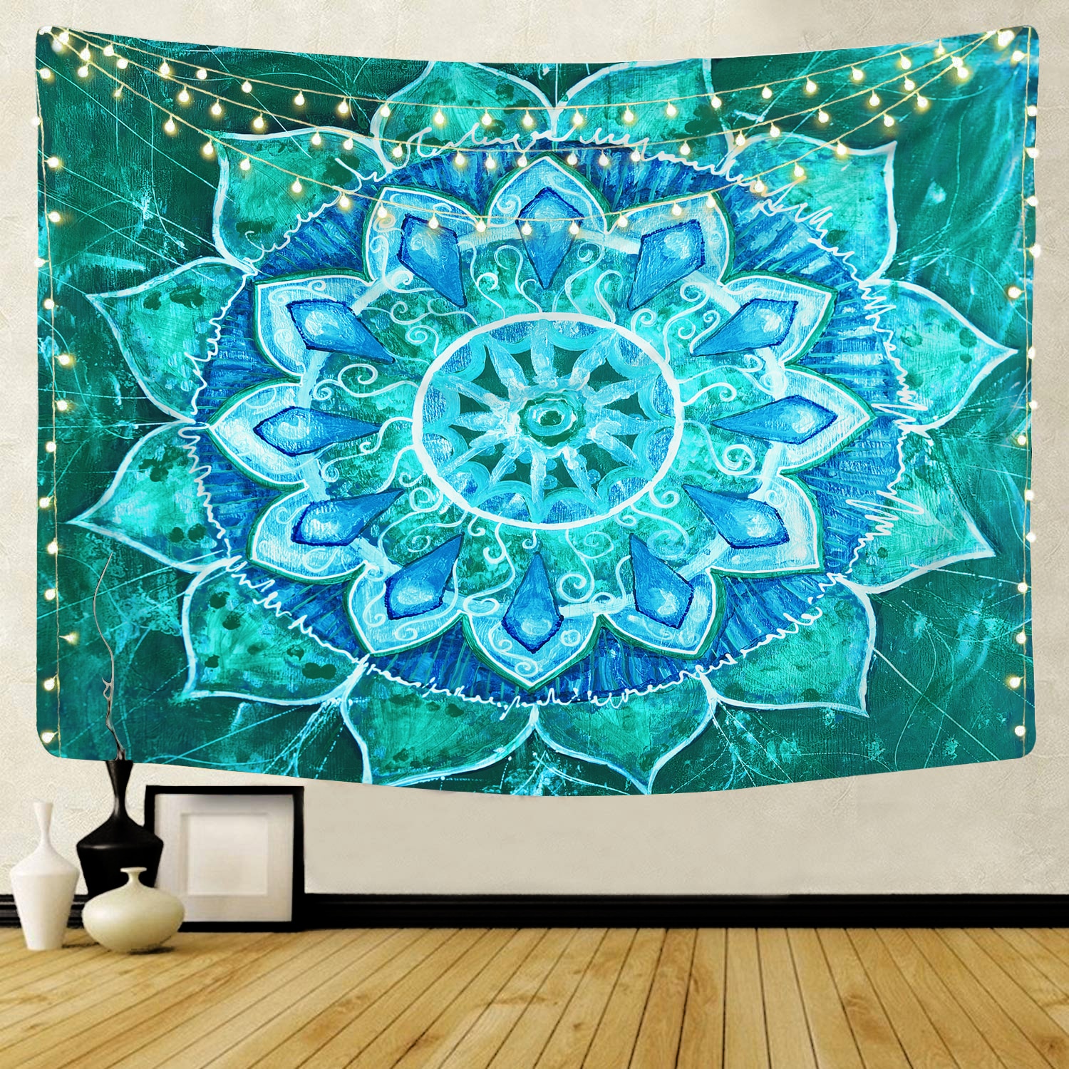 Mandala gobeläng vägghängande dekor vägg tyg gobelänger psykedelisk hippie nattmåne gobeläng vägg strand matta