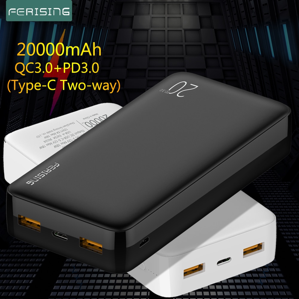 FERISING Energie Bank 20000 mAh Tragbare Externe Batterie Ladegerät QC PD 3,0 Poverbank für Xiaomi 20000 mah Schnelle Aufladen Energie