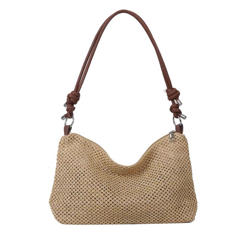 Straw Tote Bag Woven Shoulder Bag Summer Beach Ladies Straw Handbags Hobo Bags And Purses Weave