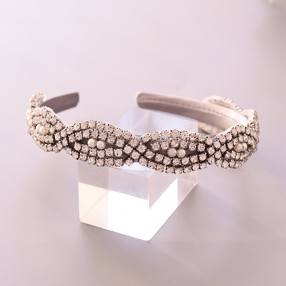 Topqueen bruiloft barokke hoofdband met strass steentjes bruidstiara hoofddeksels zilveren hoofdband met strass steentjes bruiloft haarsieraden  s293- fg