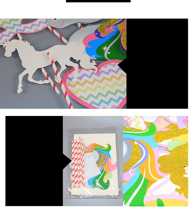 Accessoires de stand Photo licorne arc-en-ciel, décoration de fête d'anniversaire pour enfants, fournitures pour de mariage
