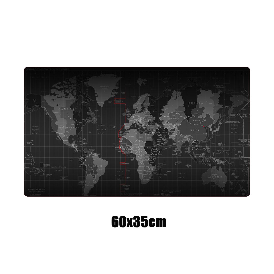 Grote xl gaming muismat met wereldkaart, afsluitbare rand, antislip voor computer, grote gaming muismat, rubberen notebook, toetsenbord, bureaumat: 6035cm