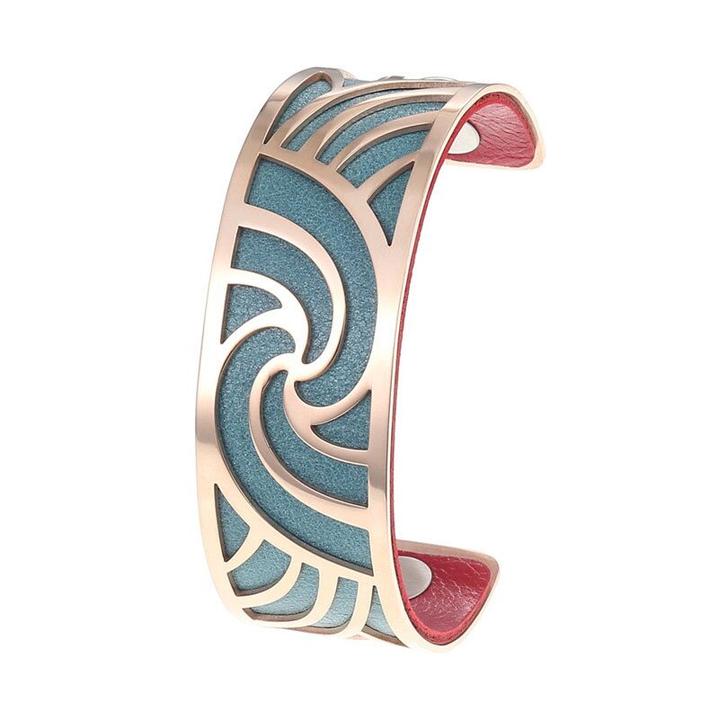 Cremo roségouden manchet bangle bijoux acier inoxydable femme manchette armband omkeerbare lederen band sieraden: 8