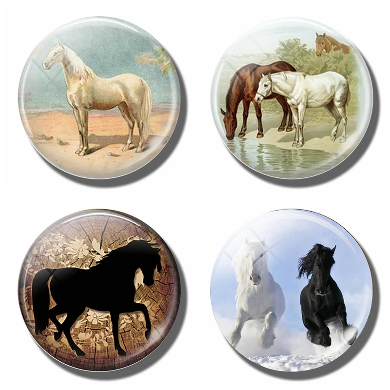 Pferd 30 MM Kühlschrank Magnet Glas Kuppel Cabochon Magnetischen Kühlschrank Aufkleber Hinweis Halfter Nette Tiere Wohnkultur