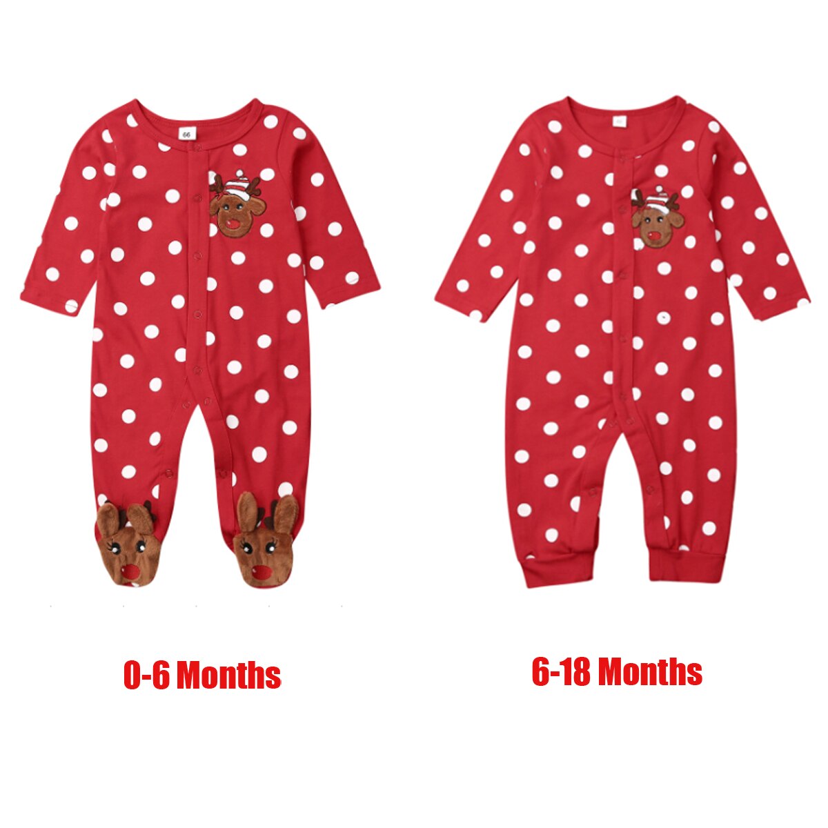 Neugeborenen Baby Weihnachten Strampler Overall Langarm Hirsch Punkt gedruckt Karosserie Mädchen Junge Weihnachten Overall Pyjama Kostümich