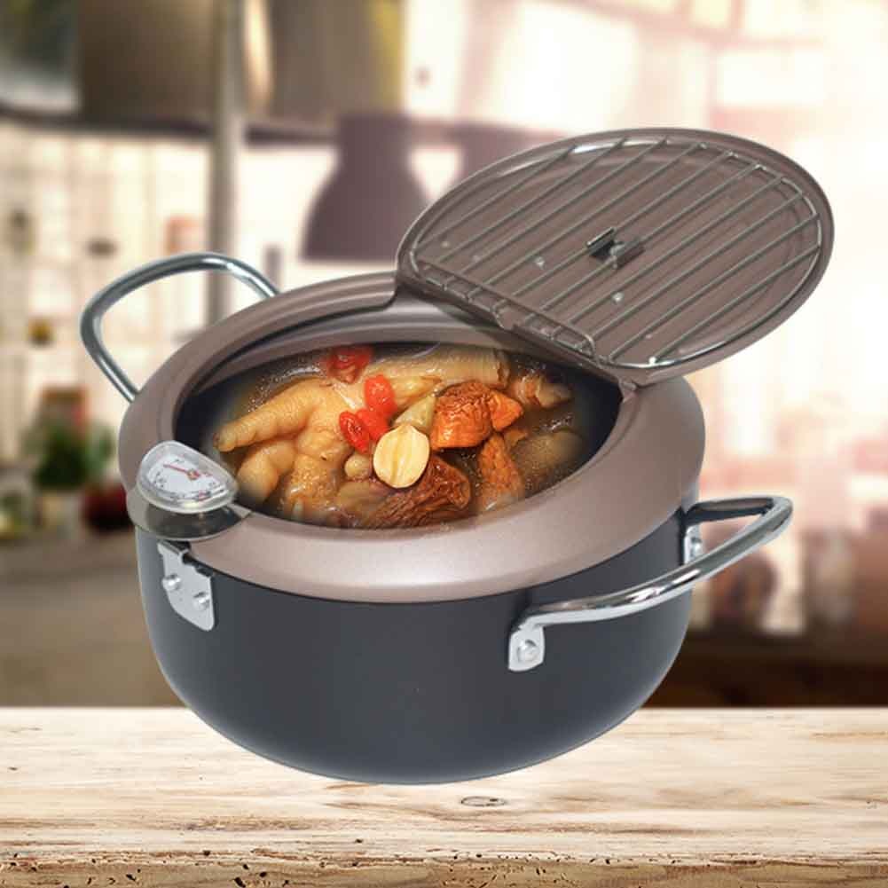 Hjem med termometer japansk stil kjøkkenolje dryppestativ tempura frityrkokeren dobbelt håndtak restaurant ikke pinne multifunksjonell