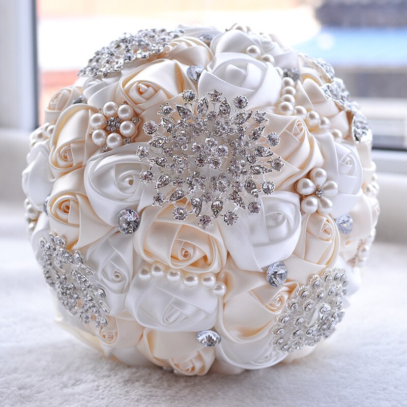 Gorgeous Wedding Flowers Bridal Bouquets Artificial Wedding Bouquet Crystal Sparkle With Pearls buque de noiva