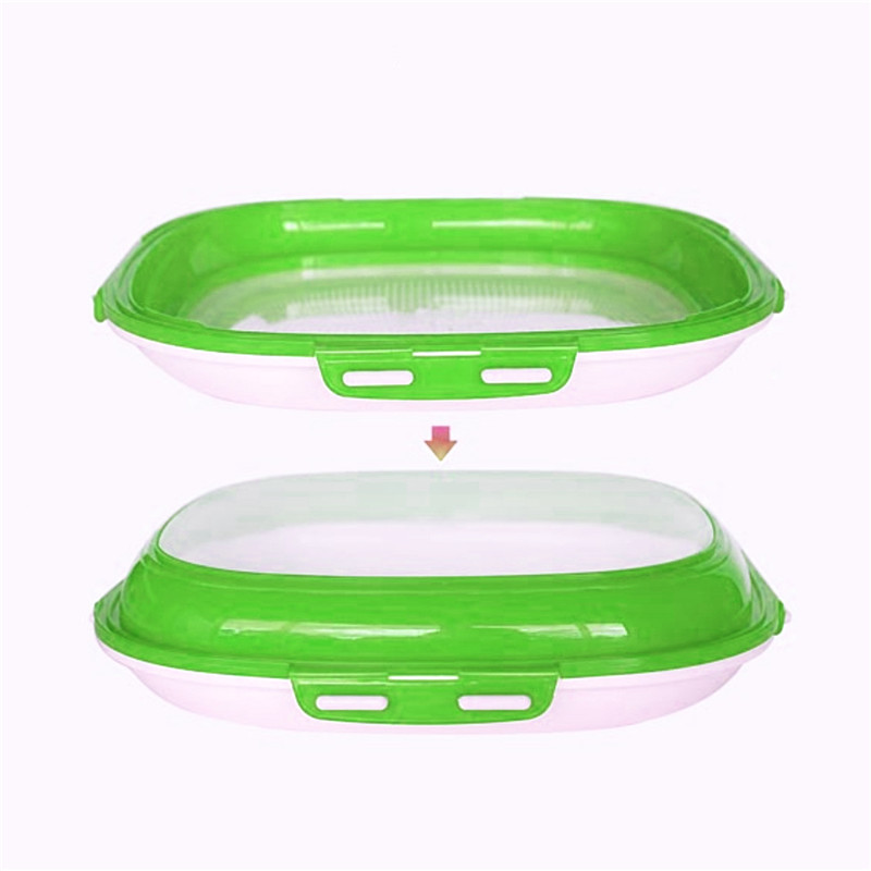 Double-sided Buckle Food Preservation Storage Tray Stackable Kitchen Preservation Container Refrigerator Preservation Tray: Green Square