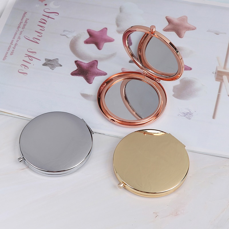 1 PC Portable Folding Mirror Compact Stainless Steel Metal Makeup Cosmetic Pocket Mirror Beauty Accessories