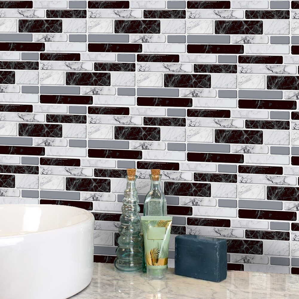 9Pcs 20x10cm Marble Texture Waterproof Tile Sticker DIY House Floor Wall Decor