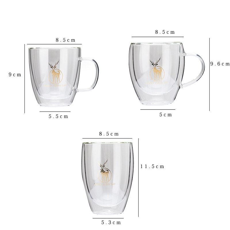 Double Wall Glass Clear Handmade Heat Resistant Tea Drink Cups Healthy Drink Mug Coffee Cups Insulated Shot Glass