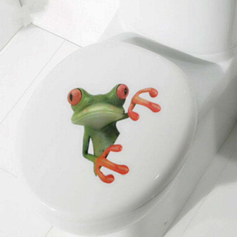 Vihreä sammakko seinätarrat irrotettava auto kylpyhuone wc-istuimen kannen kansi tarra ympäristötarra kodin sisustustarvikkeet 21*30cm