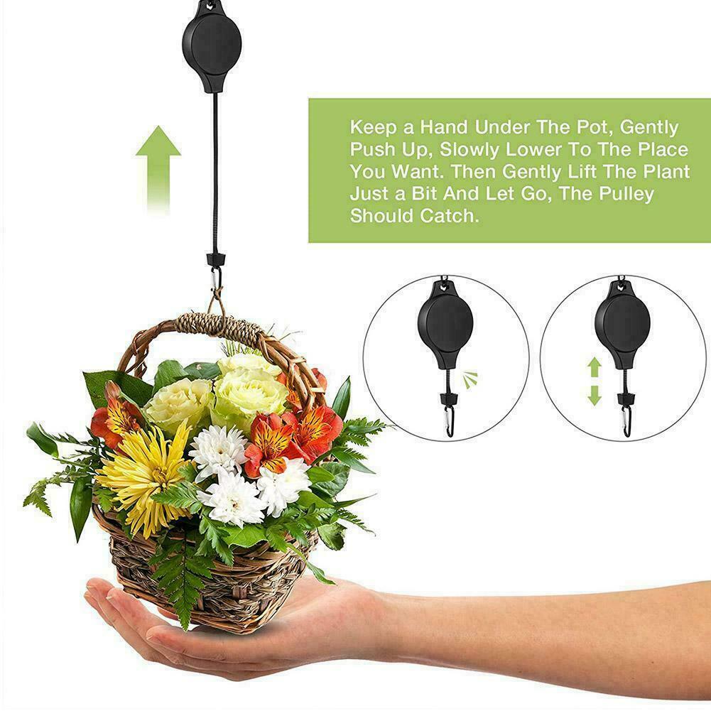 Panier suspendu rétractable à poulie, pour jardin, Pots de plantes, bassin suspendu, crochet de poulie rétractable pour serre
