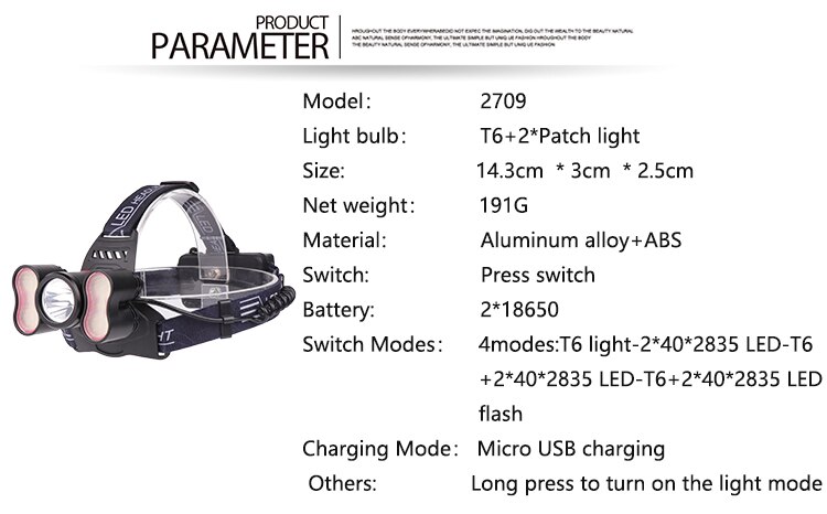 5000LM Ultra Bright LED Headlamp 5 LED Headlight 4 modes Head lamp Rechargeable Light Sensor Use 18650 For Outdoor & Indoor