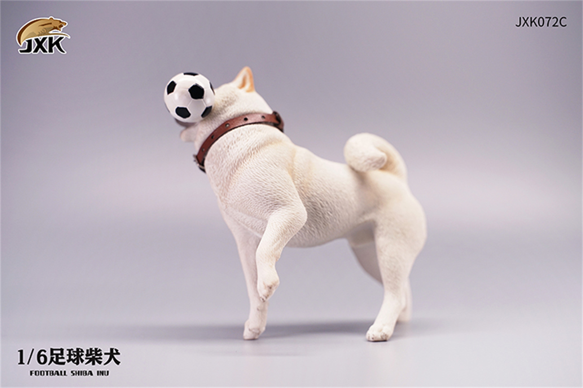 JXK 1/6 Flying Disc Shiba Inu Model Play Football Silly Dog Cute Animal Figure Ornaments Toy for Children Adults Kids