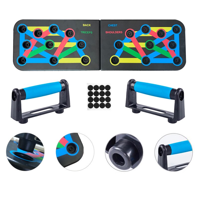 Multi-Function Push Up Board System W/ Pull Rope Foldable Push Up Rack for Home Gym Fitness Muscle Core Strength Training Stand