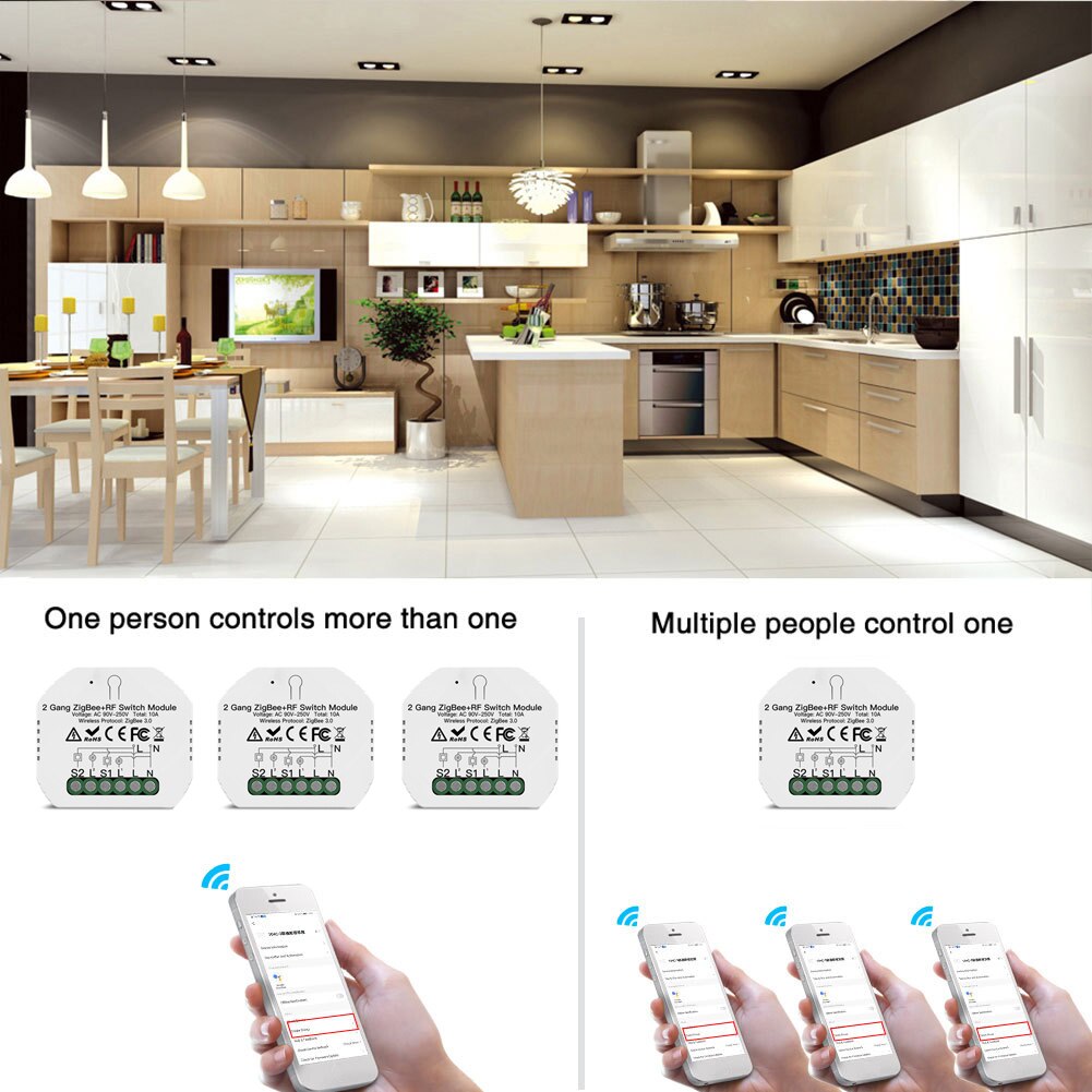 Smart Remote WiFi Switch Relay Module ZigBee 2 Gang Zigbee RF Switch Module Led Dimmer Afstandsbediening Switch Tool