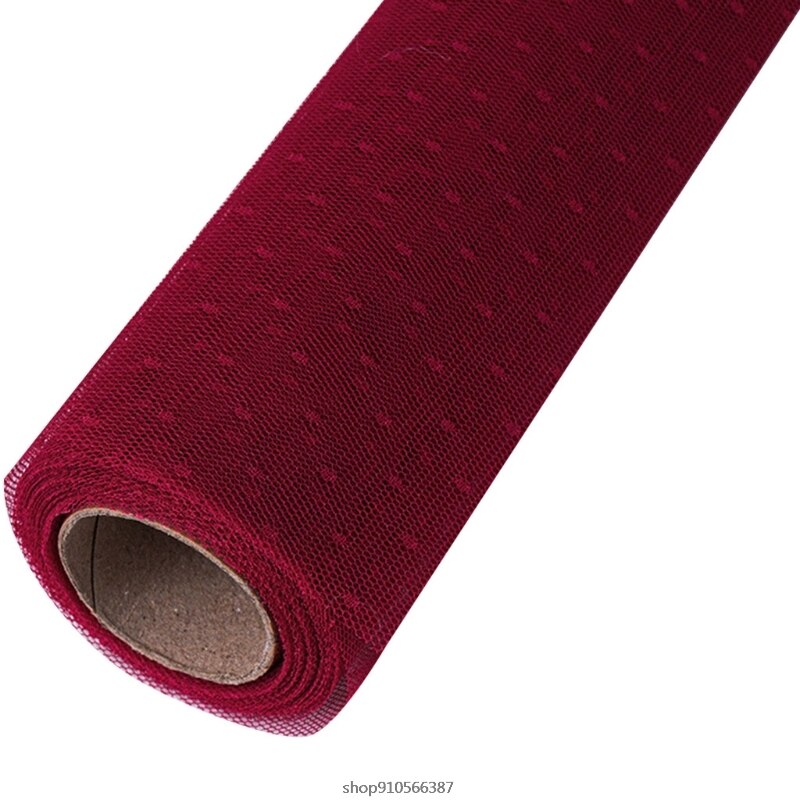 9M Korean Flower Wrapping Mesh Net Paper Roll DIY Dot Floral Bouquet Packaging Materials Craft Florist Supplies: Burgundy