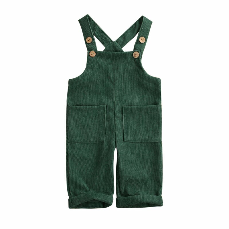 Au småbørn barn baby dreng pige fløjlsbukser jumpsuit smækbukser overalls tøj 0-5t
