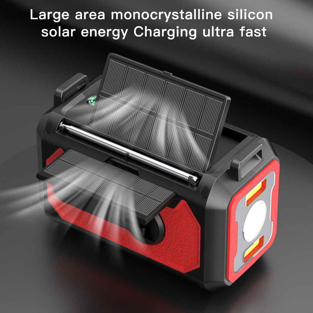 Solar--Wetterradio, 16000 mAh-12000 mAh, Taschenlampe, Handkurbel, Notfallradio, Leselampe, eingebauter Lautsprecher für das Überleben Ich bin Freien