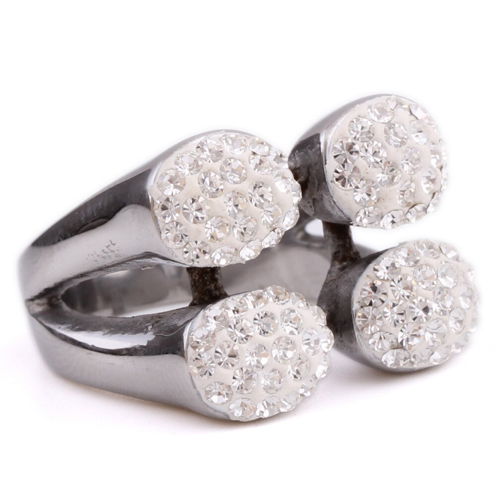 Vier Crystal Claw Sieraden Niba Band Rvs Crystal Ringen Voor Vrouwen