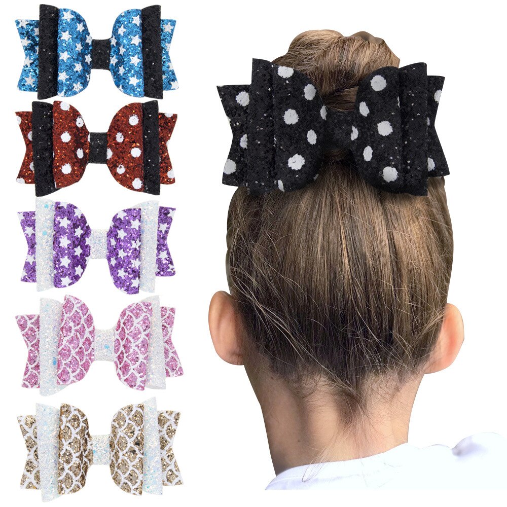 3 zoll funkeln Druck Herz Haar BöGen Haarnadeln für Mädchen freundlicher Haar Clip Griffe freundlicher Party Haar Zubehör