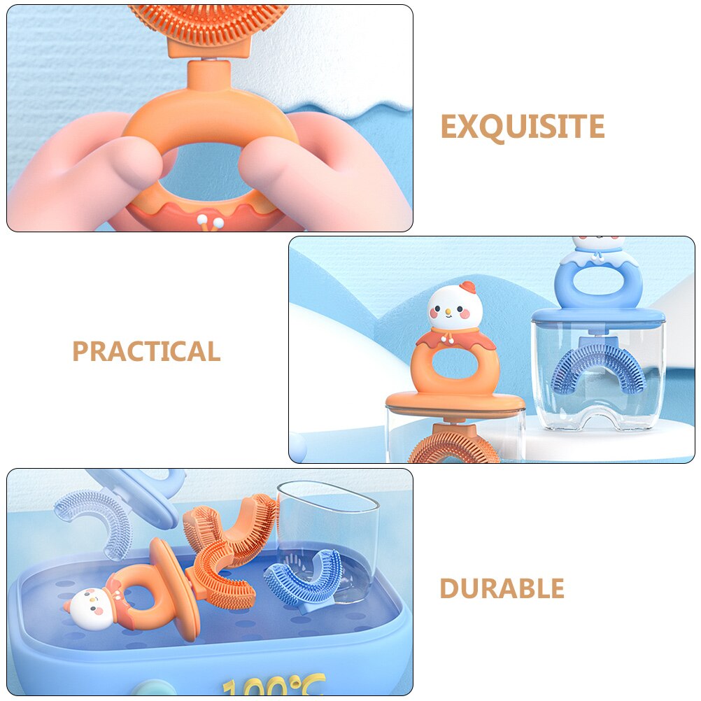 1 Set spazzolino da denti per bambini spazzolino da denti manuale a forma di U detergente per denti in Silicone per viaggi a casa
