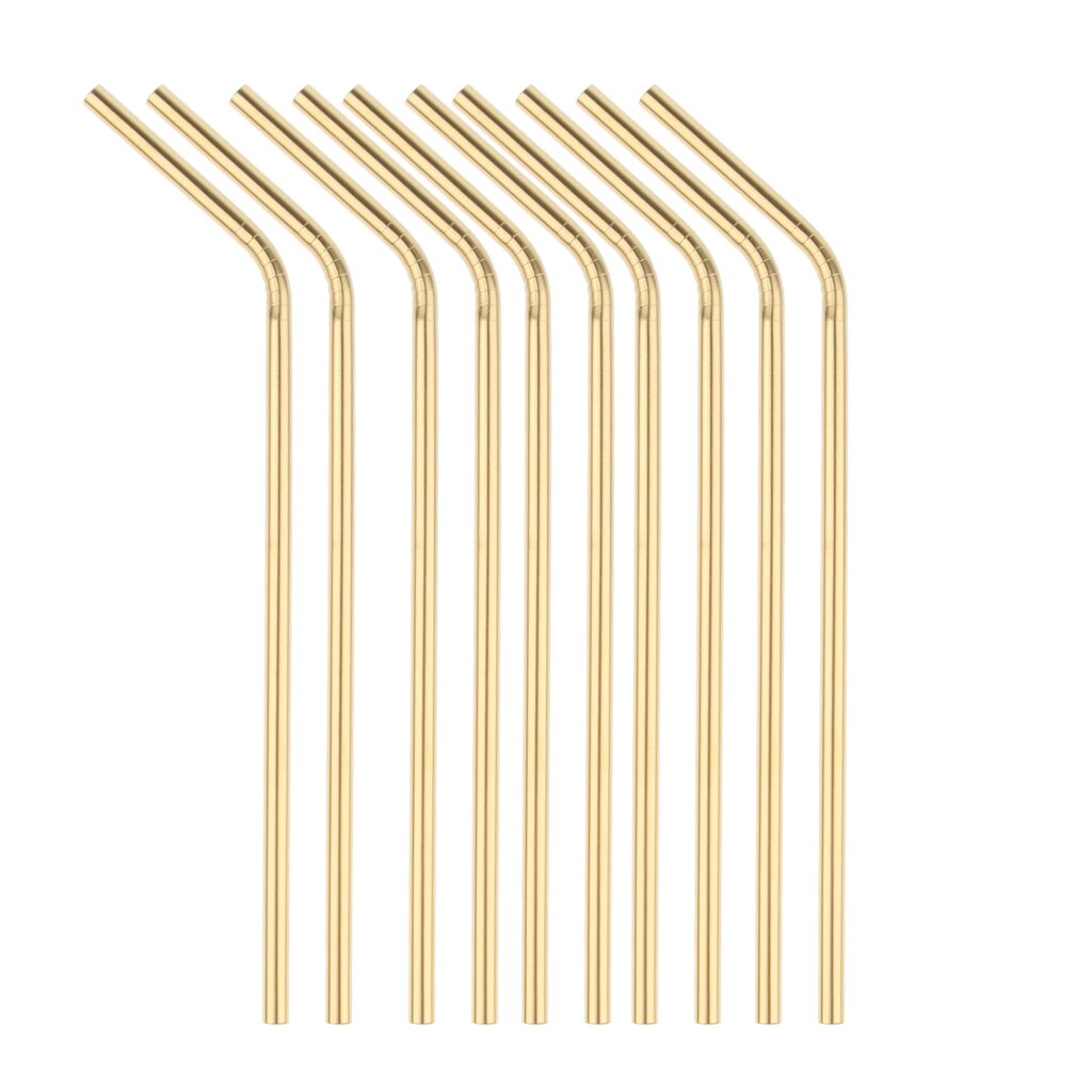 10 Pieces Stainless Steel Drinking Straws Reusable For Tumblers 21cm, Bent