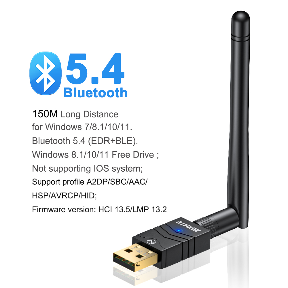 Zexmte USB Bluetooth 5.4 Dongle Adapter 492FT 150M Long Range Adaptador for PC Laptop Wireless Speaker Audio Receiver Transmitte: Default Title