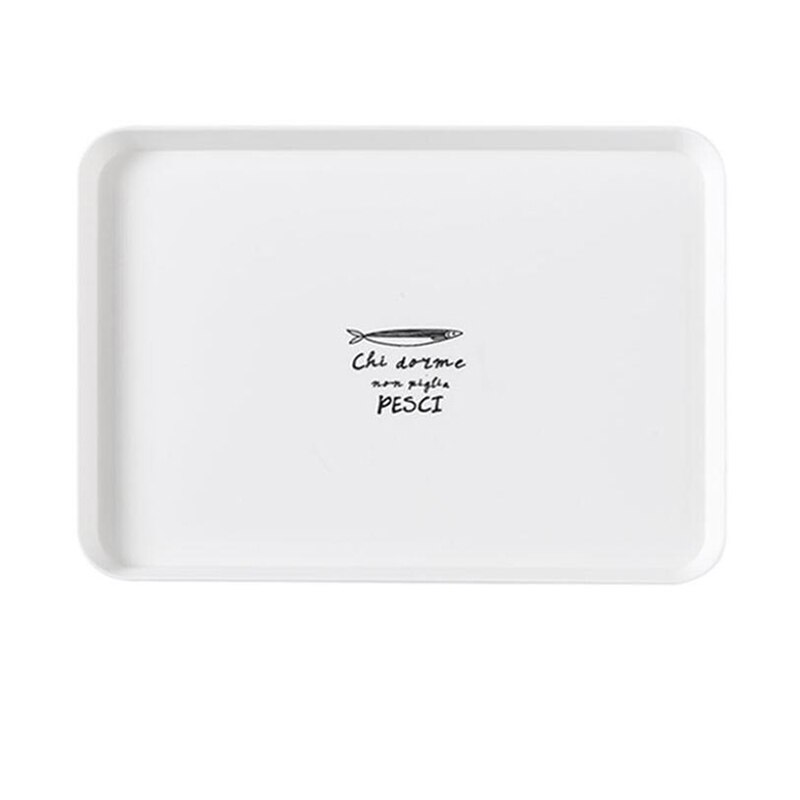 Plastic Plate Rectangular Breakfast Service Plate Household Simple Bread Breakfast Plate Snack Serving Plate Small Tray: fish