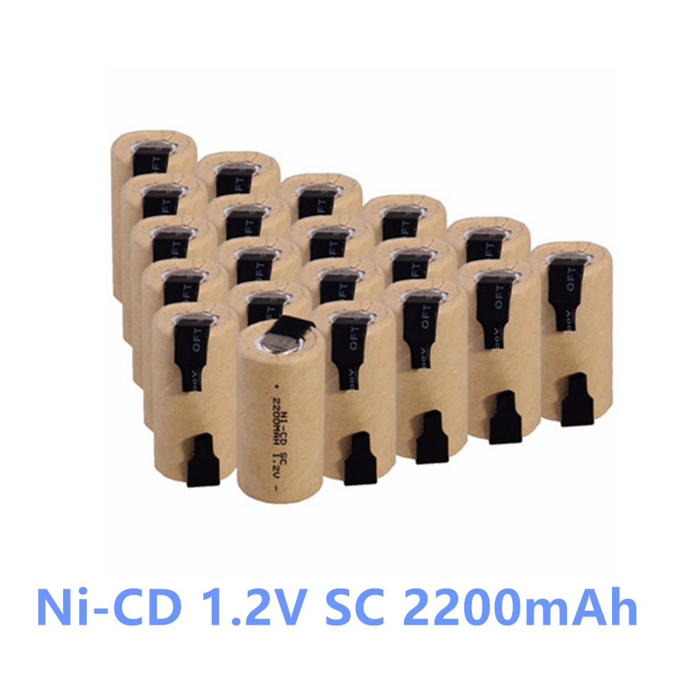2-12pcs Screwdriver Electric Drill SC Batteries 1.2V 2200mah Sub C Ni-Cd Rechargeable Battey with Tab Power Tool NiCd SUBC Cells