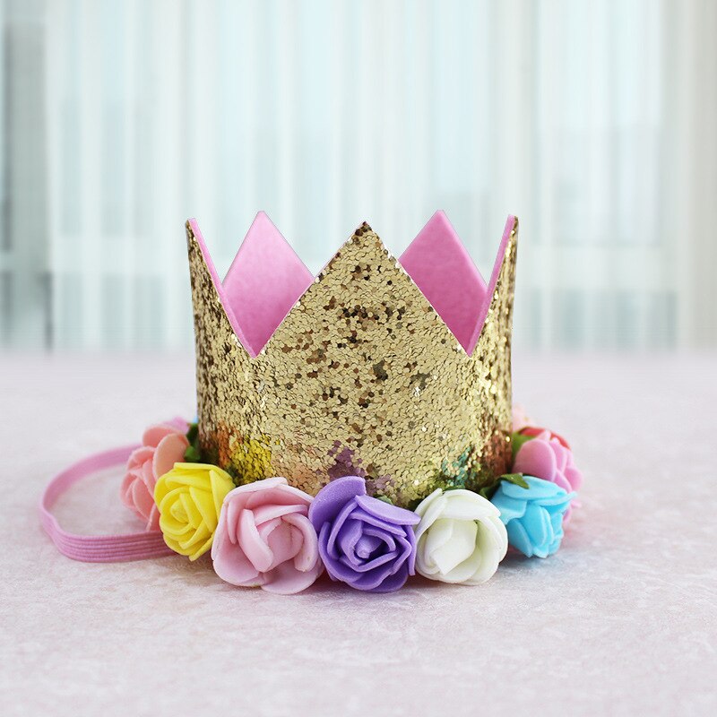 Kids Girl Toddler Flower Crown Headband Hair Band Headwear Birthday Party Well Shining Flower Crown Birthday Hat: Colorful Flowers