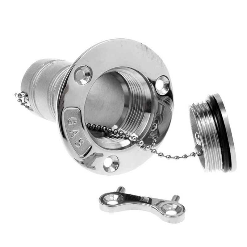 38mm 1.5 inch Marine Stainless Steel Boat Deck Fill/ Filler Port Gas Fuel Tank With Key Cap: Default Title