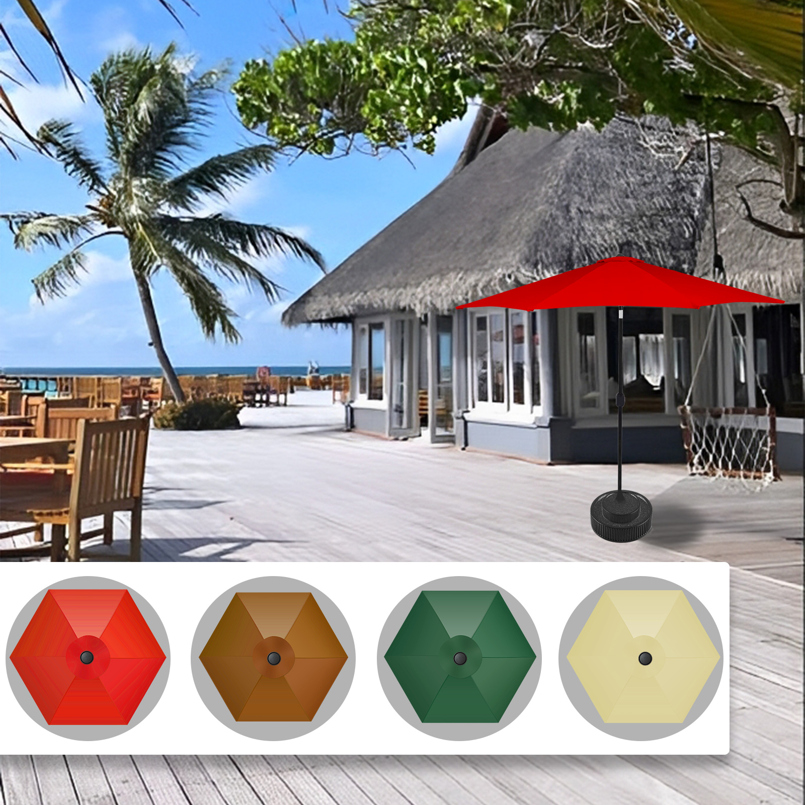 6,4 ft parasol terrasparaplu 6 ribben vervangende luifel polyester buitenparaplu praktische schaduwaccessoires voor strandtuin