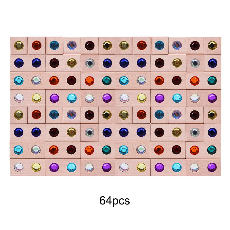 Bloques de gemas de juguete de madera, bloques de apilamiento de arcoíris, bloques de madera Natural, bloques educativos para niños, Speelgoed: 32pcs and 32pcs
