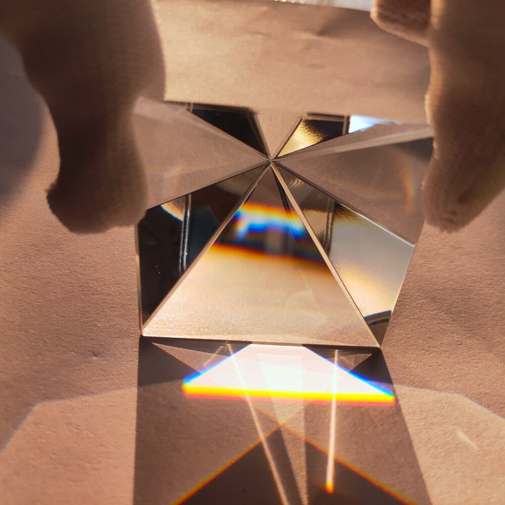 Regenboog Prisma Optische Glas Kristal Piramide 40Mm Hoogte Rechthoekige Piramide Polyhedral Popularisering Wetenschap Studeren Student