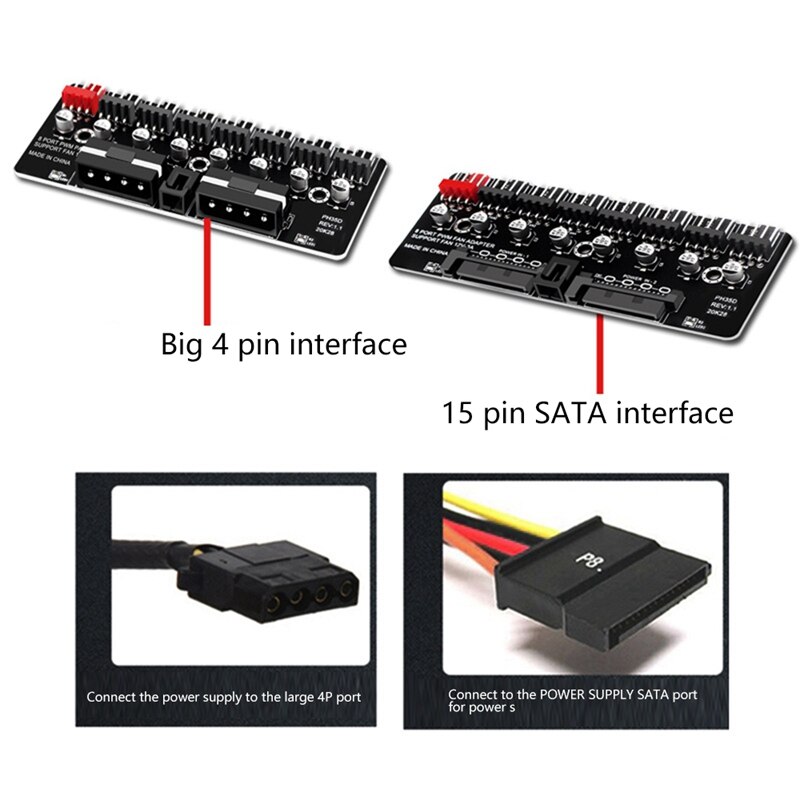 Pwm Fan Hub Cpu Chassis Fan Gouverneur 8 Poort 12V Pwm Fan Hub Controller Voor Desktop