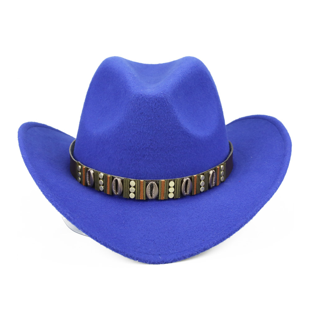 Yy metal bælte cowboy kasketter mænd efterår rytter hat kvinder vinter western cowgirl hatte sombrero cowboy disfraz  fd19054: Blå cowgirl hat