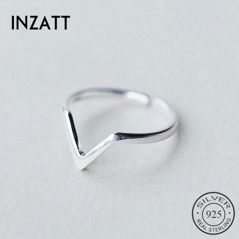 INZATT-anillo ajustable de Plata de Ley 925 con letras minimalistas en V, joyería fina, accesorios para de cumpleaños