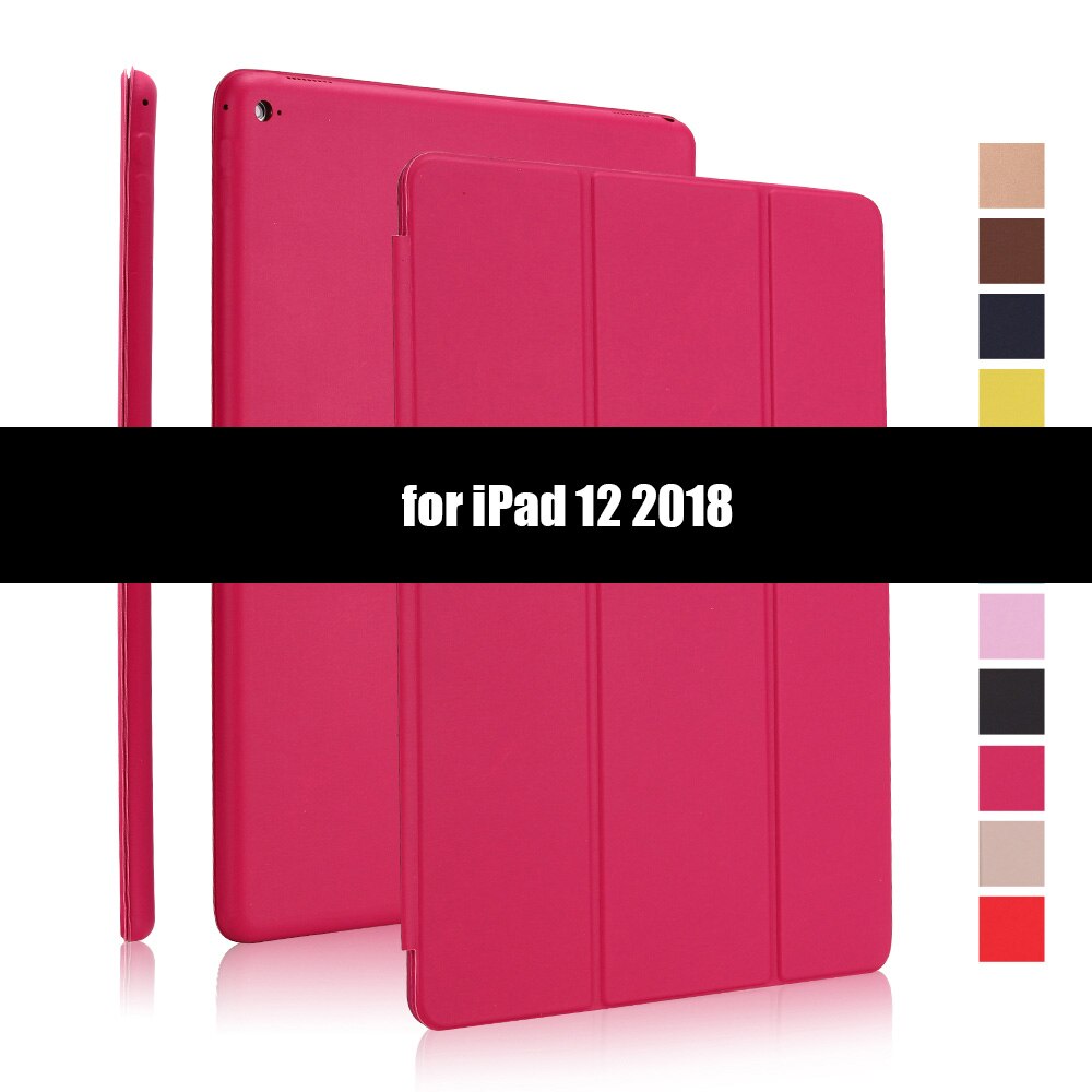 Ultradunne smart case cover voor ipad pro 12.9 12.9 inch magnetische pu-leren opvouwbare folio-hoes voor ipad 12.9: Donkerroze -2
